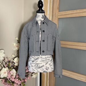 Truth By Republic Black/White Houndstooth Crop Jacket Size 8 NWT